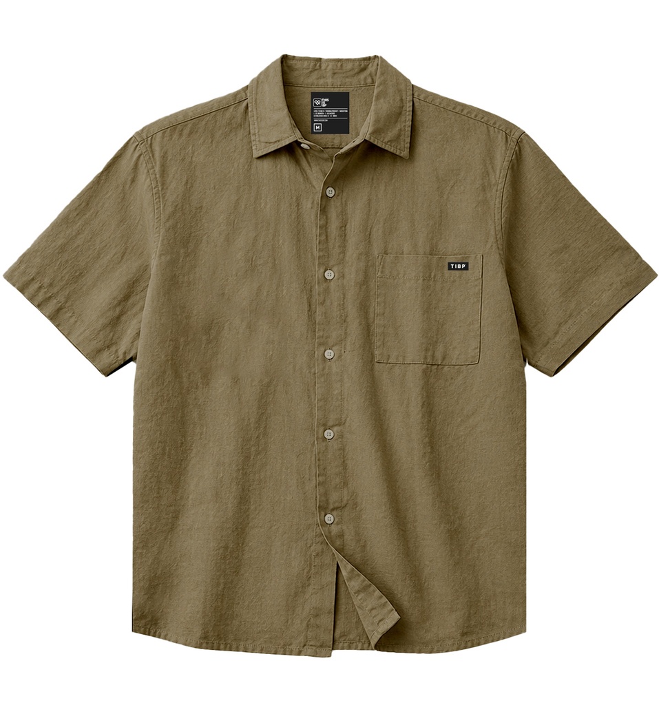 CAMISA MANGA CORTA REGULAR FIT - LINO TOSTADO