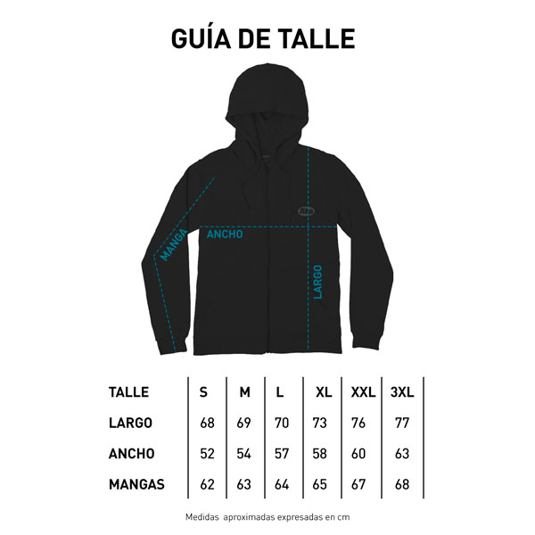 Tabla de talles campera canguro skate brand W23