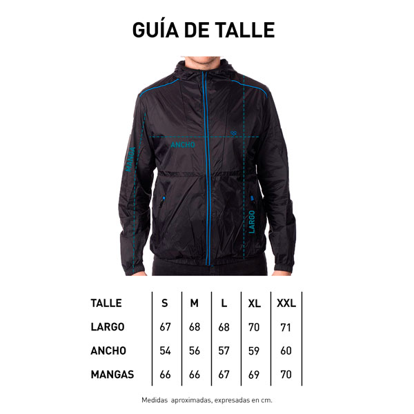 Tabla de talles CAMPERA ROMPE VIENTO - PLAYA CANTERAS