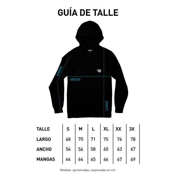 Tabla de talles BUZO CANGURO - CUARTEL II