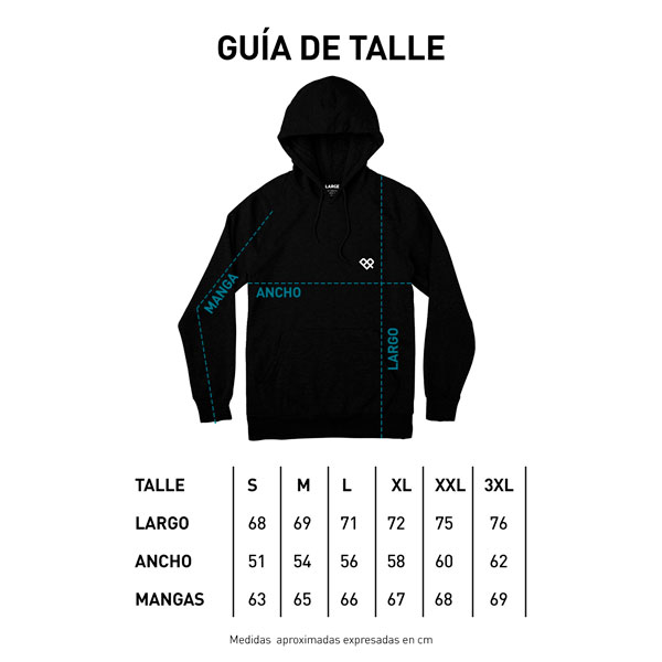 Tabla de talles BUZO CANGURO - HAZEL